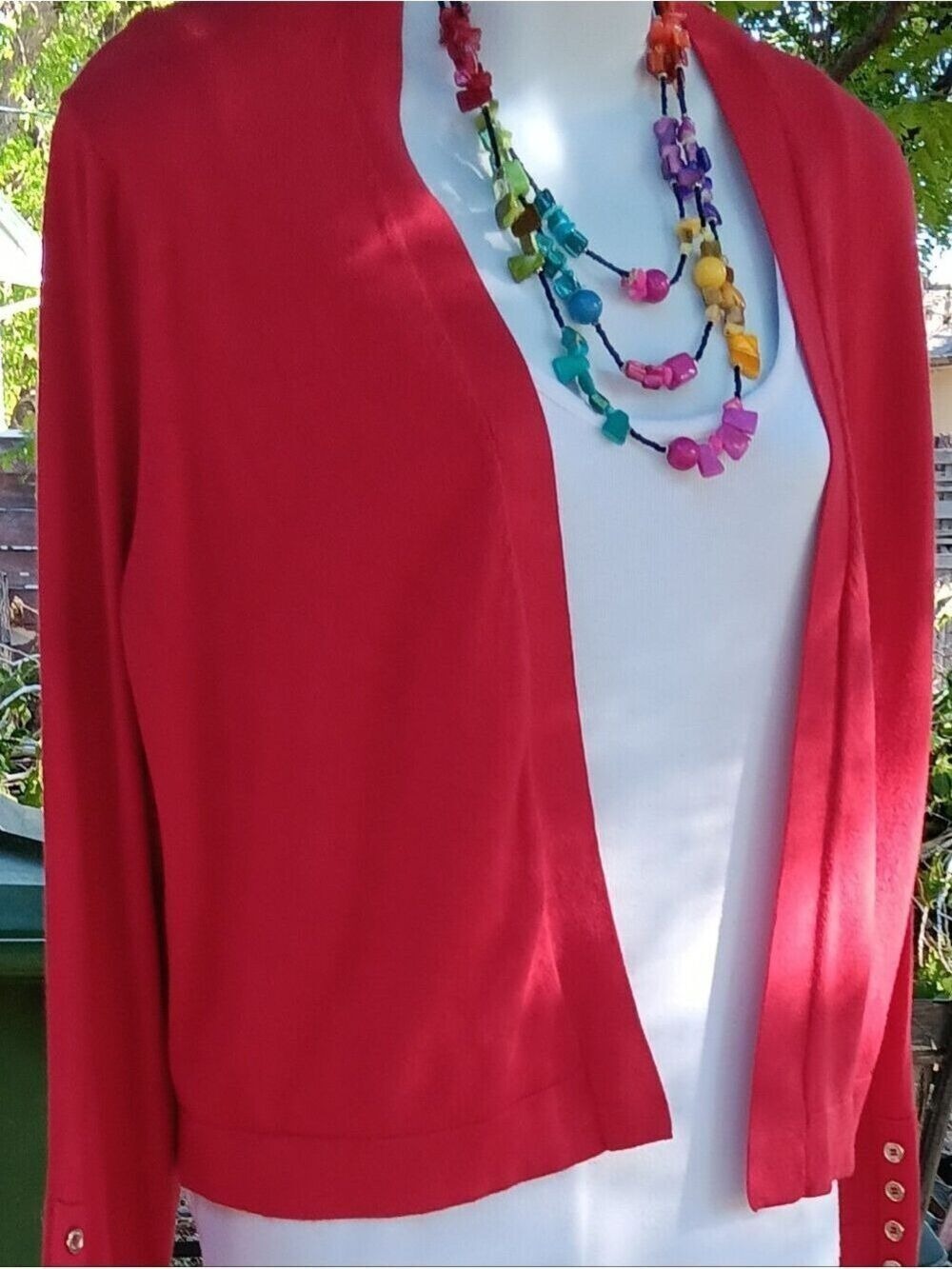 Tommy Hilfiger Red Cardigan Sweater Large - Picture 3 of 9